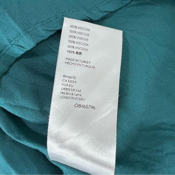 Maeve Anthropologie Dress Women Medium Tania Sacha Satin Tiered Green J - Picture 8 of 8